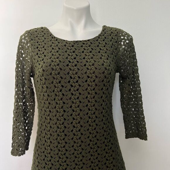 Cynthia Rowley Crochet High Low Fit n Flare Dress Green - Picture 2 of 9